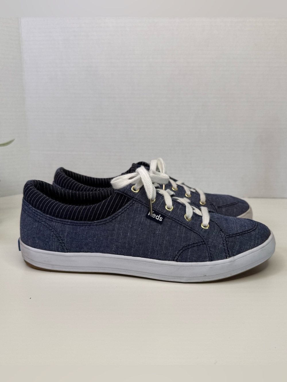 Keds Center III Textile Lace Up Women's Denim Chambray Shoes Sneakers Size 7.5